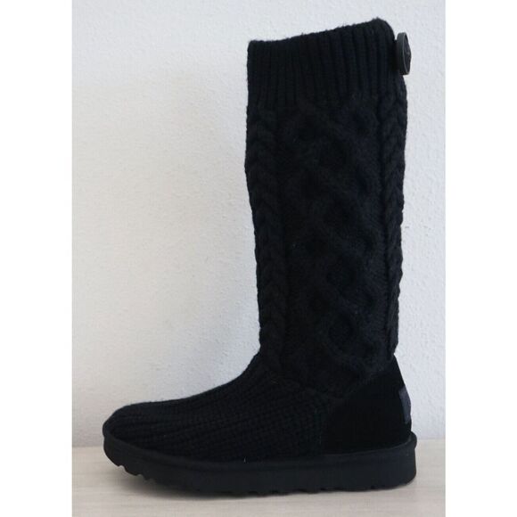 UGG 1146010 Women's Sz 6 Black Classic Cardi Cable-Knit Pull On Boots - Picture 10 of 16